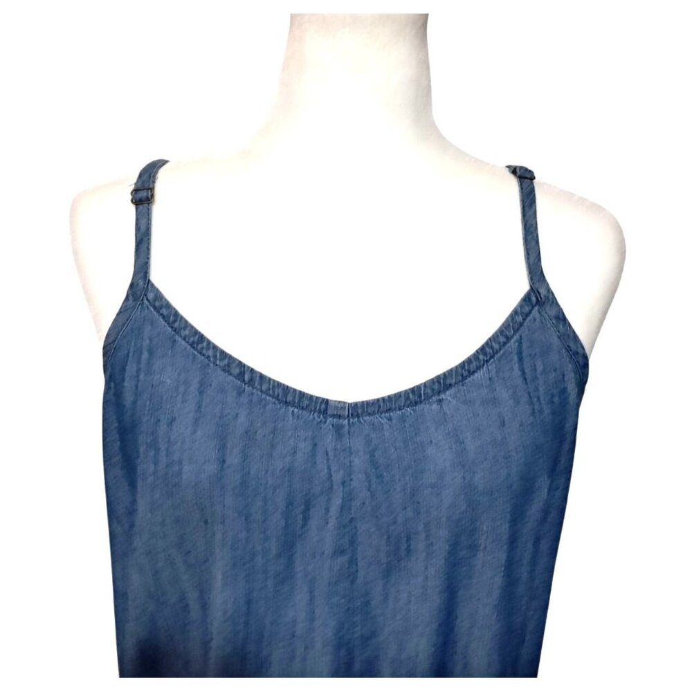 Motherhood Maternity Dress Womens Size L Blue Chambray Belted Knee Length - Picture 2 of 12